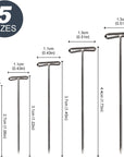 T Pins, 260Pcs Wig Pins, 5 Assorted Sizes, 2 Inch, 1.7 Inch, 1.4 Inch, 1.3 Inch, 1 Inch, T-Pins for Blocking Crochet, Modelling, Wig Making and Crafts, Straight Pins Sewing