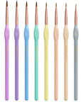 10PCS Micro Fine Detail Paint Brush Set, Macaron Pastel Small Miniature Fine Tip Detail Brushes Kit for Acrylic Oil Watercolor, Craft, Models, Miniatures, Rock Painting, Paint by Numbers