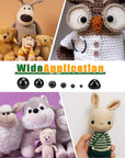 Safety Eyes and Noses for Amigurumi, Craft Doll Eyes, Black Stuffed Crochet Eyes with Washers for Teddy Bear and Crochet Stuffed Animals