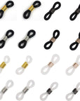 16 Pcs Eyeglass Chain Ends Silicone Adjustable Anti-Slip Rubber Connectors Eyeglass Strap Retainer Chain Holder Loops for Sunglasses Sports Eyeglasses Necklace Chain