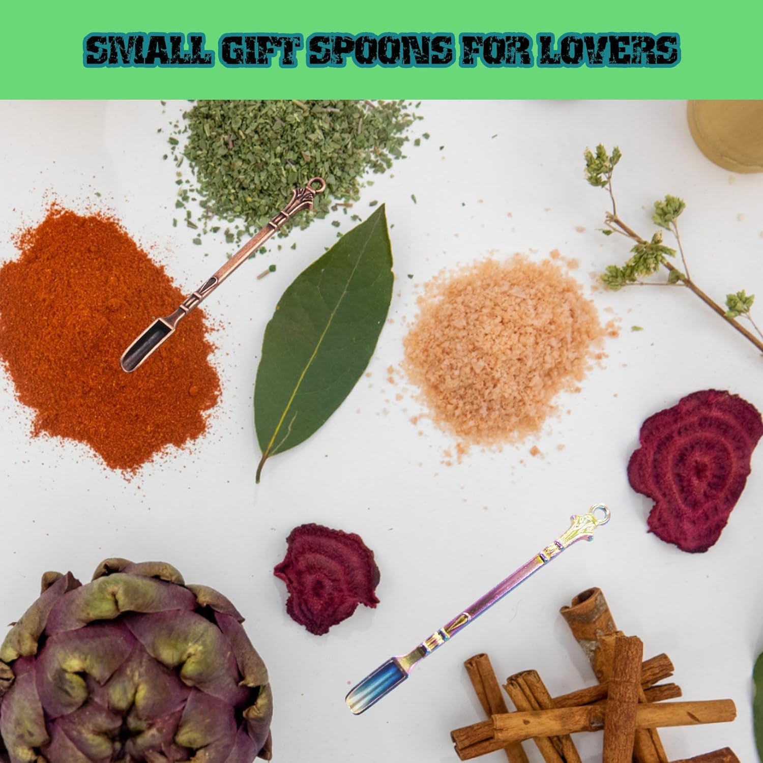 Mini Spoon Metal Medicine Spoon Shovel,Mini Shovel Home Supplies Pendants Necklace (Rainbow)