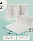 4 Pack Plaster Cloth Rolls for Belly Casting 6 in X 15 Ft - Gauze Bandages for Mask Making - Wrap Strips for Paper Mache Paste Sculptures - Arts and Crafts