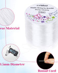 Stretchy String for Bracelets, 0.5Mm Clear Elastic String Stretch Cord Bracelet String with 2 Pcs Beading Needles for Seed Beads, Pony Beads, Bracelets and Jewelry Making
