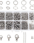 830Pcs Jewelry Making Findings Stainless Steel, 680Pcs 5 Styles Jump Rings 90Pcs 3 Styles Lobster Claw Clasps 30Pcs 40Mm Extender Chains 30Pcs Chain Drop for DIY Bracelet Necklace
