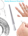 Ring Sizer Measuring Tool, Aluminum Ring Mandrel, 27 Pcs Premium Metal Ring Measurement Tool, Mens Womens Finger Gauge, 4 Sizes Ring Stick, 4 Pcs Polishing Cloth, US Ring Sizing Kit, by