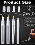 Set of 5 Empty Refill Paint Markers Blank Refillable Paint Pens Empty Refillable Marker for Painting, Transparent Pen Tube, Fill with Your Own Art Acrylic, Oil and Watercolor