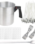 Candle Making Kit, 60Pcs Candle Wicks, 60Pcs Candle Wicks Sticker, 1Pc Candle Wax Pouring Pot, 2Pcs 3-Hole Wicks Centering Devices, 1Pc Mixing Spoon, DIY Candles Craft Tools