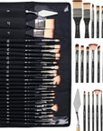 26Pcs Paint Brush Set, Professional Paintbrushes with Palette Knife and Cloth Roll, Artist Paint Brushes for Acrylic Painting, Oil, Watercolor & Gouache, Adults Kids Art Painting Tools Supplies