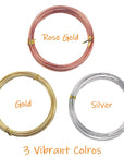 3 Rolls Craft Wire Jewelry Beading Wire Flexible Aluminum Wire Tarnish Resistant for DIY Jewelry Craft Making (12 Gauge/2Mm Thick, Silver, Gold and Rose Gold)
