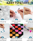 Watercolor Paint Set, 48 Water Colors Kit with 3 Painting Brushes, Palette, Watercolor Pen, Non-Toxic Painting Supplies for Kids, Adults, Students, Beginners and Artists