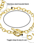 20 Pieces Chain Bracelets Stainless Steel Link Bracelet round Link Chain Bracelets with OT Toggle Clasp Jewelry Bracelet Making Chain for Women Girls Valentine'S Day Present (Gold)
