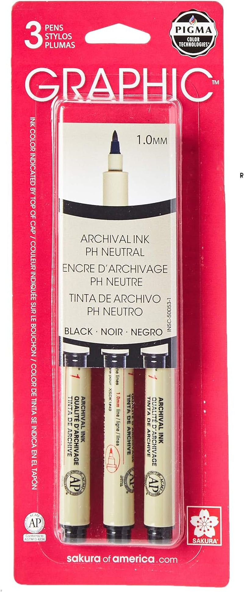 Pigma Graphic Pen 1Mm Blk 3Pc