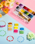 488Pcs String Bracelet Making Kit, Friendship Bracelet String Kit with 50 Skeins Embroidery Floss Cross Stitch Thread, 400Pcs Friendship Bracelet Beads, 37Pcs Embroidery Tools