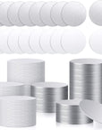 Sublimation Blank Aluminum Stickers Set round Blank Bezel Pendant Tray Aluminum Sheet, Includes Sublimation Blank Discs and Double Side Tapes for Personalized Photo Jewelry Making DIY (50 Pieces)