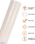 Transfer Tape for Vinyl - 12" X 70 FT W/Orange Alignment Grid for Adhesive Vinyl - Medium Tack Vinyl Transfer Tape for Cricut, Silhouette Cameo, Decals, Signs, Windows and Stickers