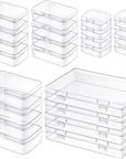 24 Pcs Small Plastic Containers with Lids - Mini Plastic Craft Storage Boxes with Hinged Lids Clear Bead Organizer for Jewelry Findings and Art Supplies (4 Mixed Sizes)