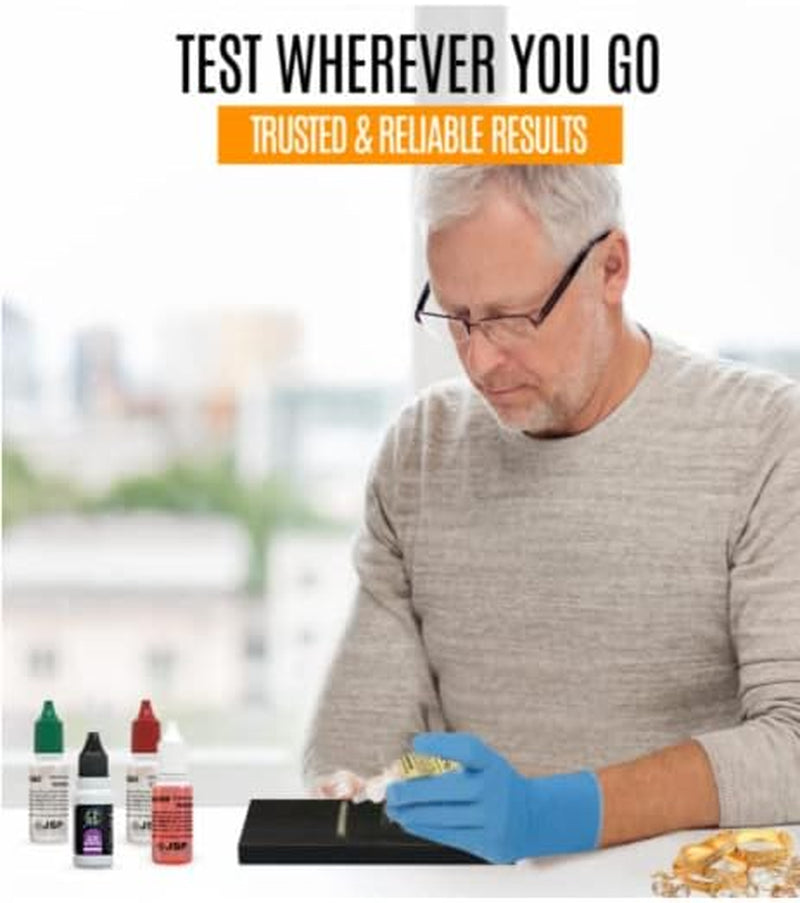 Precious Metal Jewelry Testing Kit Gold Silver Platinum Test Acids Wooden Box 30X Eye Loupe 10K 14K 18K 24K Needle File Cloth Acid