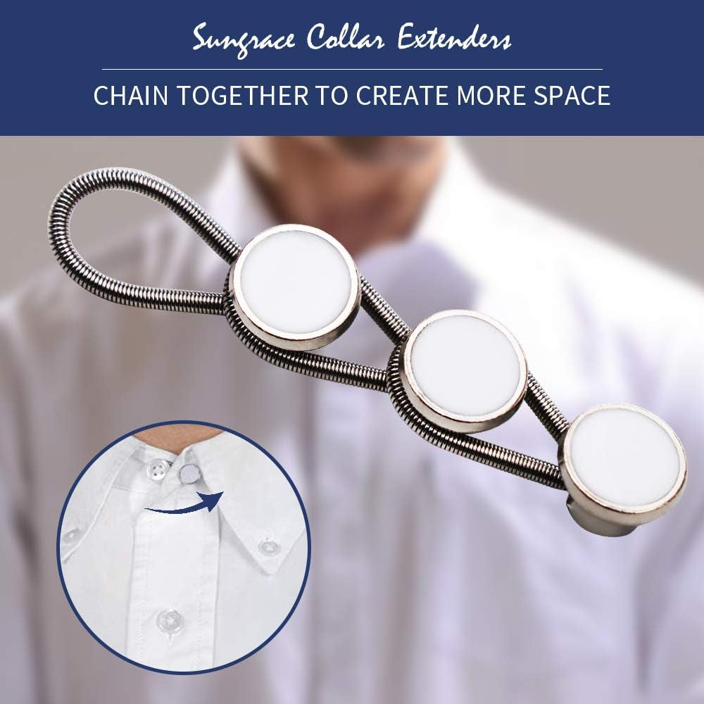 Metal Collar and Buttons Extenders for Shirt Dress Trouser Coat (12 Pack)