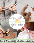 Crochet Rings for Crocheting Adjustable Crochet Tension Ring for Finger Cat Yarn Guide Ring Knitting Crochet Accessories with Box for Women 3Pcs