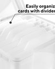 Greeting Card Organizer & Storage Box for Cards, 6 Adjustable Dividers, Plastic, Stackable, 10"L X 8.5"W X 7.5"H