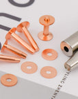 20Pack Copper Rivets and Burrs (14Mm and 19Mm) with 2Pcs Punch Rivet Tool for Belts, Bags, Collars, Leather-Crafting, Bracelets