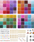 48000Pcs Glass Seed Beads Kit for Jewelry Making, 96 Colors 2Mm Small Beads with Pendant Charms and Letter Beads for Friendship Bracelet, Necklace Ring Making