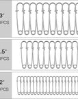 Large Safety Pins Pack of 40, Safety Pins Heavy Duty Assorted (2", 2.5", 3"), Blanket Pins Safety Pin Extra Sturdy Bulk Pins for Blankets, Skirts, Crafts, Kilts