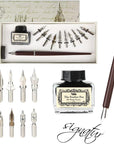Hhhouu Calligraphy Set for Beginners Quill Pen and Ink Set Fancy Pens with Black Ink and 11 Nibs for Lettering,Drawing, Journaling, Signing, Invitation HO-Q-301