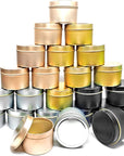 24Pcs 4Oz Candle Tins for DIY Candle, Metal Candle Container Tins for Candle Making Dark Blue Light Blue Champagne Rose Gold Container Tins