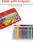 Watercolor Crayons with Brush, 15 Colors - Premium Quality Art Supplies for Kids