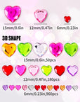 Heart Stickers Gem Stickers, 1190PCS Pink Self-Adhesive Blinger Hair Gems, Rhinestones for Nail Face, Decorative Stickers for Valentine'S Day, Wedding, Craft