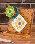 7.8" Crochet Blocking Board with 20 Pins/Pegs, Blocking Board for Crocheting Knitting, Bamboo Granny Square Blocking Boards for Crochet Projects, Wooden Crocheting Accessories Gifts for Crocheters