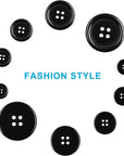100 Pcs Premium Mixed Resin Sewing Buttons, Eco-Friendly 4-Hole Craft Buttons, 5 Sizes of Black Buttons Suitable for Sewing, DIY and Holiday Decoration(Black & White)
