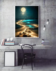 5D Diamond Painting Kits for Adults Beginners,Moonlight Beach Diamond Art Kit,Diy Full round Drill Diamond Dot Gem Art Kits for Adults,Home Wall Decor 11.8X15.7 Inch, JK300-1