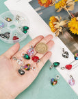 6 Colors Heart Glass Charms 30Pcs Faceted Heart Pendants Valentine Charms Crystal Dangle Charms with Bail Hanger Large Hole Beads for Wedding Mother Necklace Bracelets Making, Hole: 5Mm