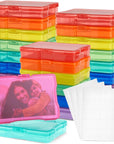 24 Photo Storage Boxes for 4X6 Pictures, Photo Organizer Storage Containers with 40 Blank Labels (Clear, 64 Total Pieces)