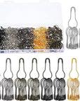 500 Pieces Metal Gourd Pin Safety Bulb Pin Guard Quilting Calabash Pin for Hand Sewing DIY Crafts Home Accessories (Silver, Black, Gold, Silver Black, Bronze)