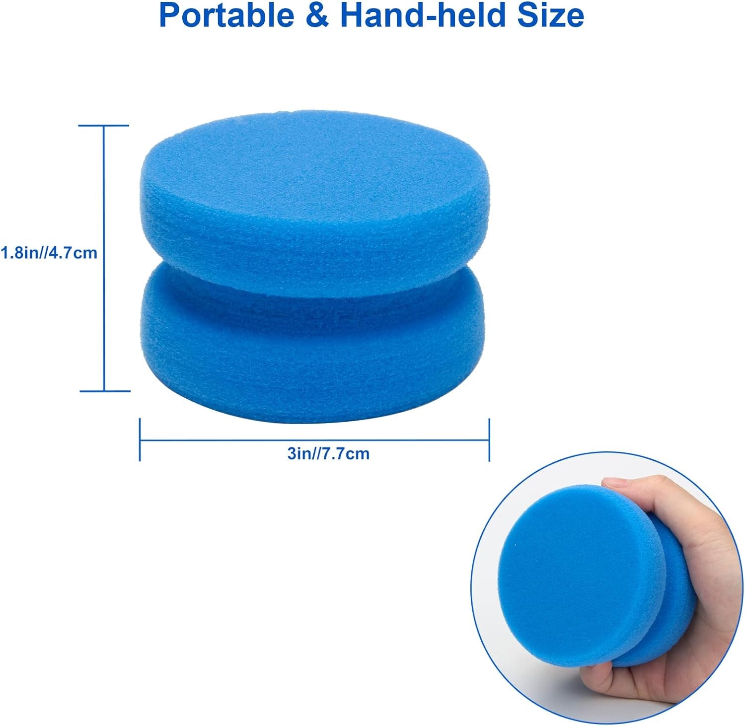 Paint Sponge Applicator 3Pcs,  Black Detail Painting Sponge Double-Side Art Craft round Sponge for Car Waxing, Wall Repairing Kitchen Cleaning Sponges with Storage Mesh Bag (Blue)
