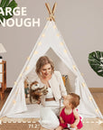 Teepee Tent for Kids with Carry Case, Natural Canvas Teepee Play Tent, Toys for Girls/Boys Indoor & Outdoor Playing (White Teepee Tent)