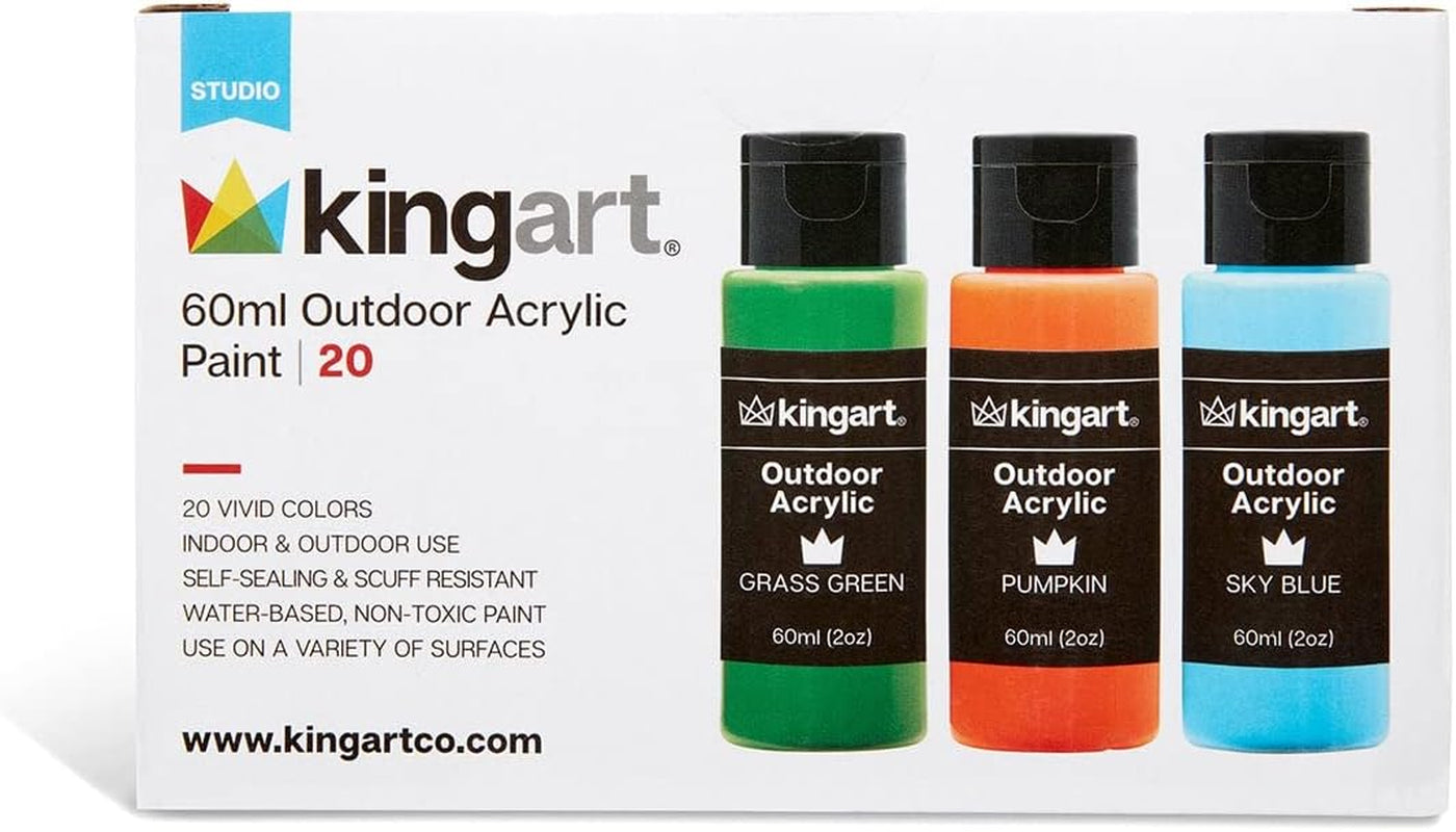 Outdoor Acrylic Paint, 60Ml (2Oz) Bottle, Set of 20 Unique Colors