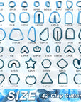 Polymer Clay Cutters for Earring Making - 160Pcs Clay Tools Set with Earrings Accessories, 42+8Pcs Different Shape Plastic Clay Molds Clay Cutters for Polymer Clay Jewelry (Style B-Blue)