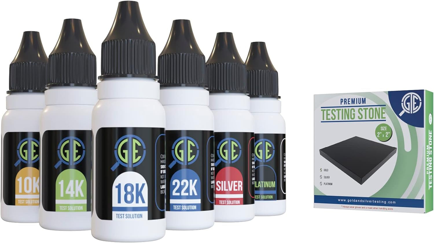 Precious Metal Jewelry Testing Kit Gold Silver Platinum Test Acids Wooden Box 30X Eye Loupe 10K 14K 18K 24K Needle File Cloth Acid