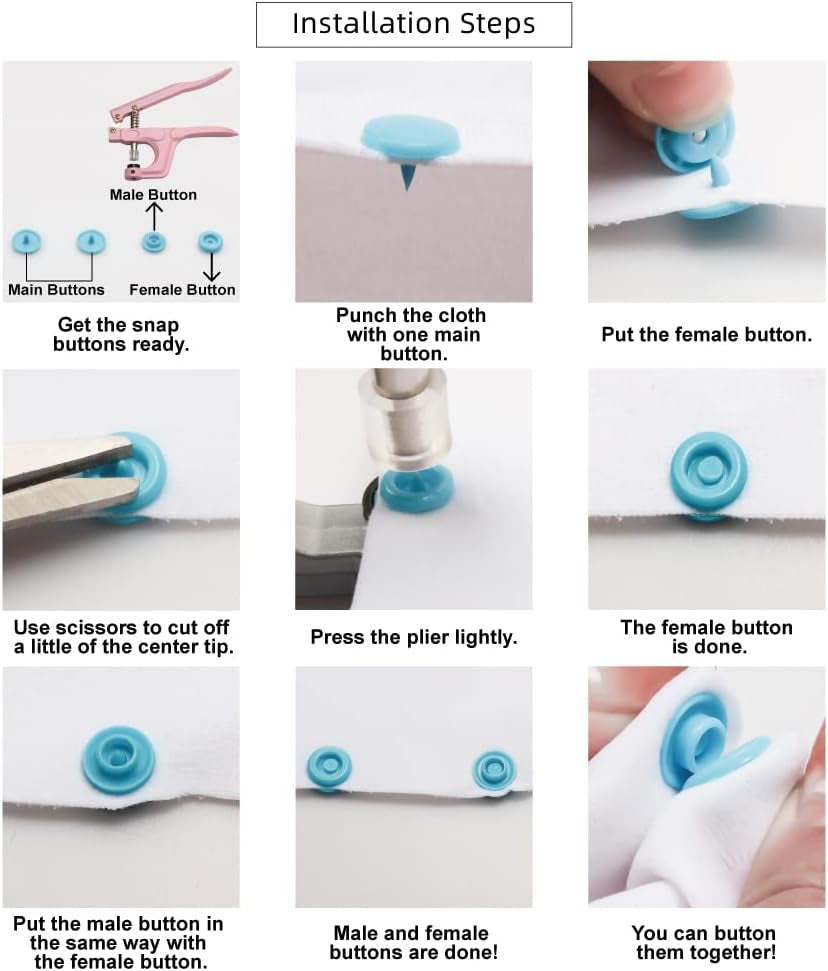 Polygon Snap Kit with Snap Pliers, 473Pcs T5 Snap Kit for DIY and Sewing/Making/Repairing/Decorating Clothes, Diapers, Bibs…