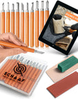 Beginner Friendly Wood Carving Tools, Razor Sharp Detail Wood Carving Kit, DIY Wood Carving Set with Learning Videos, Linoleum Carving Tools, 15Pc Precision Japanese Pen Chisel Set from