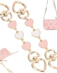 2Pcs Purse Chain Strap Extende, DIY Flat Chain Strap Handle Bag Accessories Replacement Womens Accessory Bag Chain Straps Heart Shape