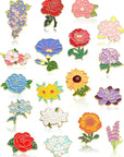 20 Pieces Flowers Enamel Pin Bulk for Backpack Cute Enamel Brooch Pins Set Floral Lapel Pins Cartoon Plants Backpack Pins for Women Men Girls DIY Badges Clothing Jacket Bags Gifts
