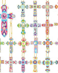 20 Pcs Diamond Painting Keychains Kit Cross Diamond Art Keychains Religious Crosses Diamond Ornaments 5D Key Chain Christian Diamond Painting Bookmarks Key Rings for Adults DIY Crafts Gifts