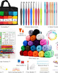 20 Large Acrylic Yarn Skeins-105 PCS Crochet Kit with Hooks Yarn Set, Premium Bundle Includes 2000 Yards Yarn Balls, Needles, Accessories, Ideal Starter Pack for Kids Adults Beginner Professionals