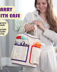 Crochet Bag Organizer – Durable Knitting Bag, Yarn Organizer for Crochet Accessories and Supplies, Canvas Yarn Bag, Crochet Organizer with Accessories Case, Yarn Storage Organizer