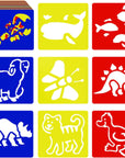 24 Pieces Stencils for Kids 5.9 X 5.5 Inches Drawing Stencils Chalk Stencils Large Washable Animal Themed Primary Shape Template for Kids Toddlers Preschooler (Animal Style)